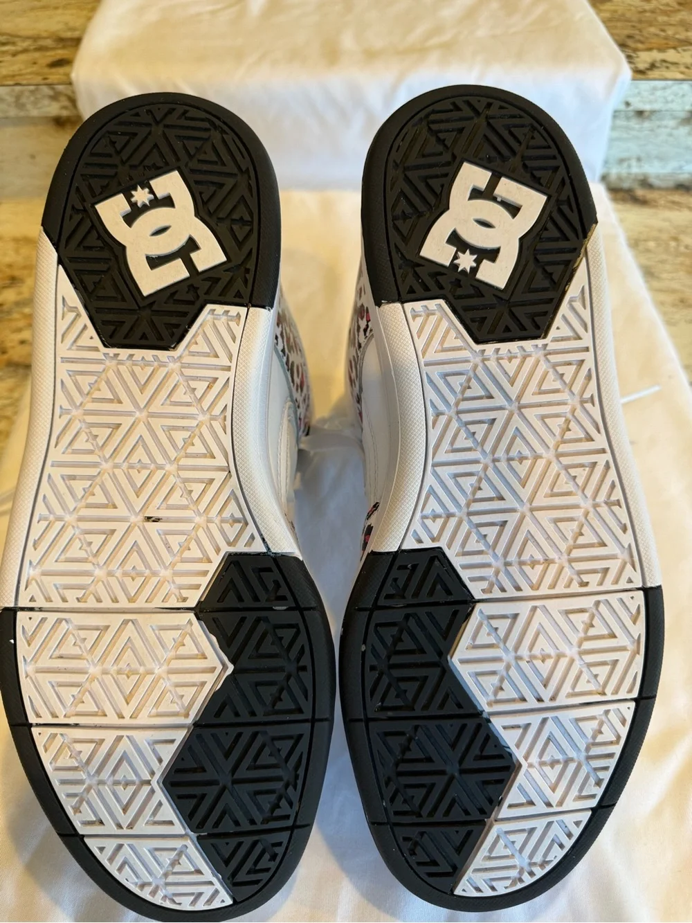 DC Cure Hi White High-Top Sneakers with Pink Leopard Accents